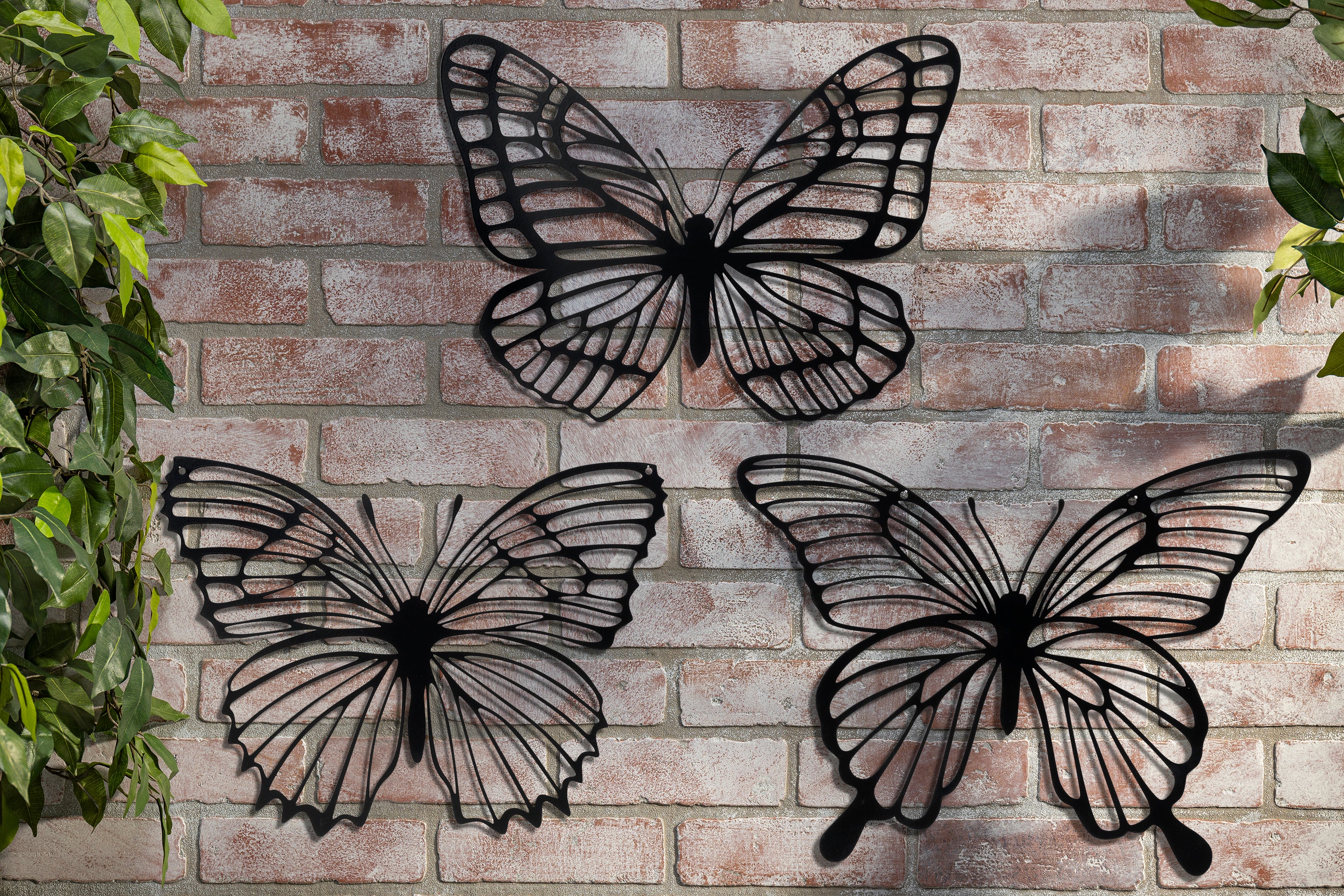 Set of 3 Metal Butterfly Wall Hangings 15.75 inch Decorative Outdoor and Indoor Art